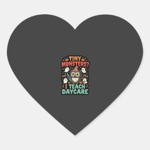 Halloween Daycare Teacher Tiny Monsters Heart Sticker