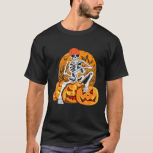 Halloween Dead Gangster Skeleton Game Pumpskin Pum T-Shirt