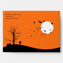 Halloween Dead Tree Bats Graveyard Return Address