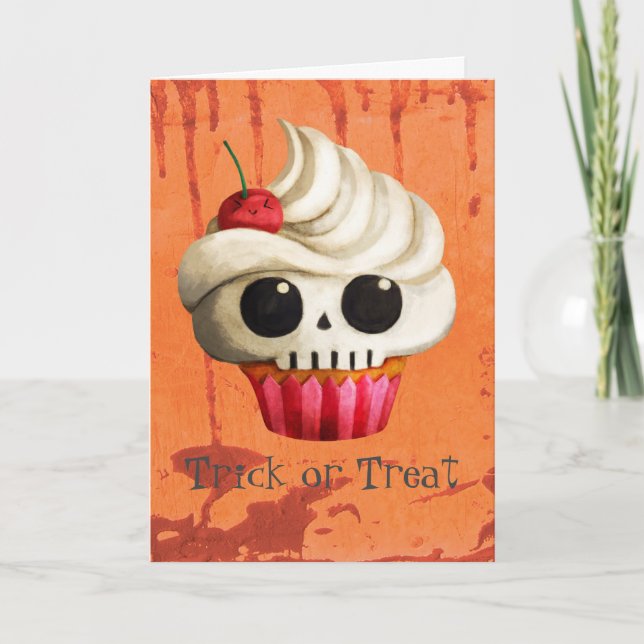 Halloween Deadly Skull Cupcake Card (Front)