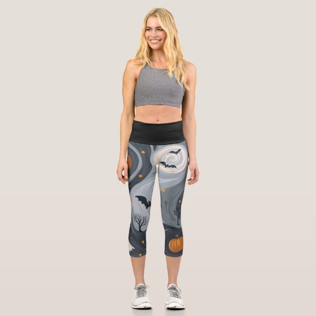 Halloween Death Night Capri Leggings (Front)