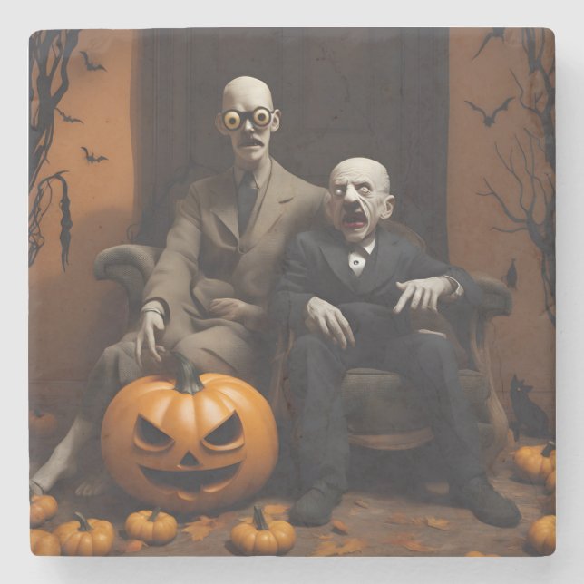 Halloween decor design stone coaster (Front)