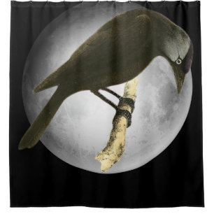 Halloween Decor-The Moon Raven  Shower Curtain