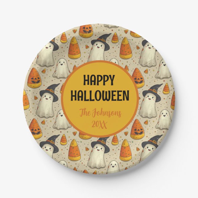  Halloween Decoration Ghosts Custom Paper Plate (Front)