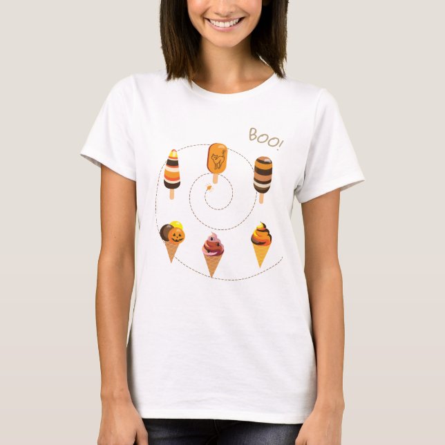 Halloween Decoration Treat or Trick Ice Cream T-Shirt (Front)