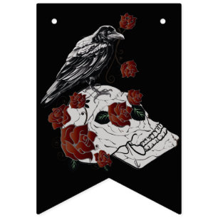 Halloween Decorations Raven, Roses & Skull Bunting