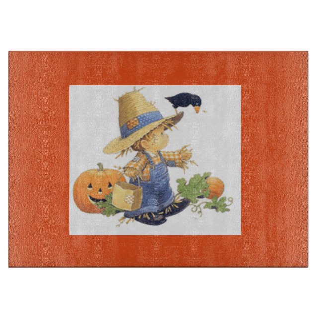 Halloween Decorative Glass Cutting Board/Scarecrow Board (Front)