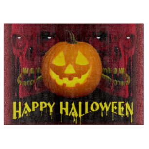 Halloween Decorative Glass Cutting Board/Skulls Board