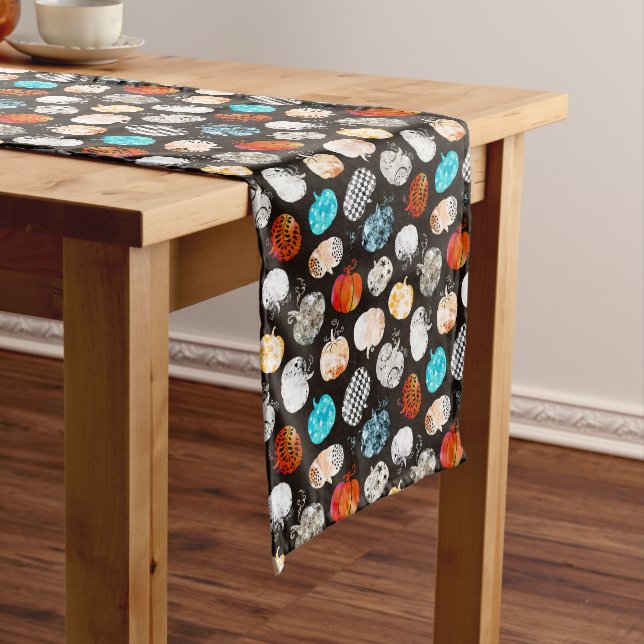 Halloween Decorative Pumpkin Pattern Medium Table Runner (In Situ)