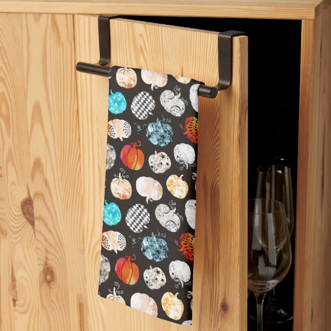 Halloween Decorative Pumpkin Pattern Tea Towel (Thirds Fold)