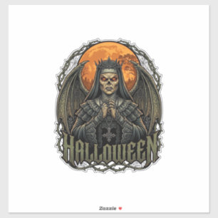 Halloween Demon Nun Crown Wings Orange Moon_1
