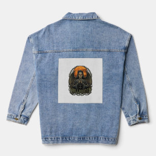 Halloween Demon Nun Crown Wings Orange Moon_1 Denim Jacket