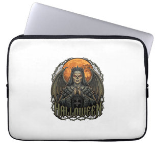 Halloween Demon Nun Crown Wings Orange Moon_1 Laptop Sleeve