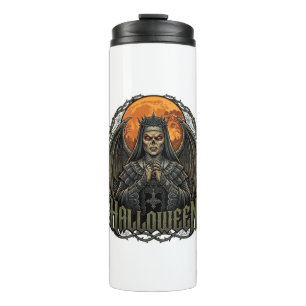 Halloween Demon Nun Crown Wings Orange Moon_1 Thermal Tumbler