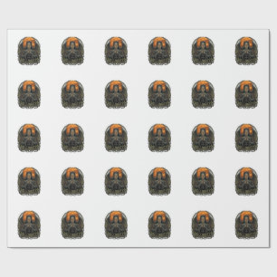 Halloween Demon Nun Crown Wings Orange Moon_1 Wrapping Paper