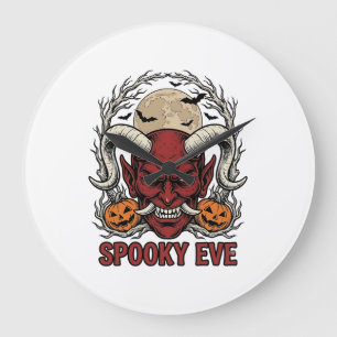 Halloween Demon Shirt with Vintage Engraving Pumpk Large Clock