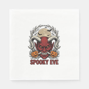 Halloween Demon Shirt with Vintage Engraving Pumpk Napkin