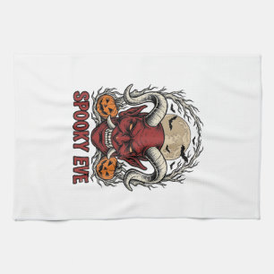 Halloween Demon Shirt with Vintage Engraving Pumpk Tea Towel