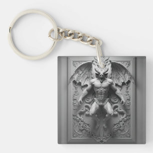 halloween demon statue key ring