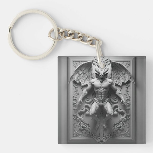 halloween demon statue key ring (Front)