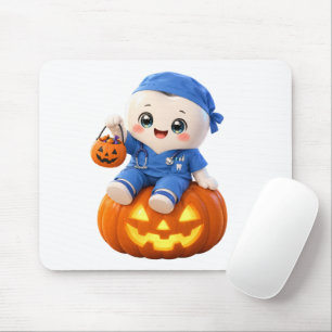 Halloween Dental Scrubs Pumpkin Mouse Pad