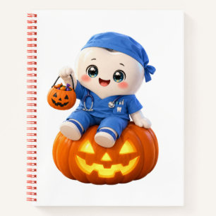 Halloween Dental Scrubs Pumpkin Spiral Notebook