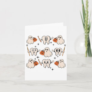 Halloween Dentist Dental Hygienist Teeth Ghost Pum Card
