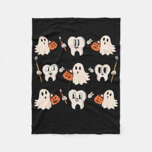 Halloween Dentist Dental Hygienist Teeth Ghost Pum Fleece Blanket