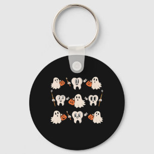 Halloween Dentist Dental Hygienist Teeth Ghost Pum Key Ring