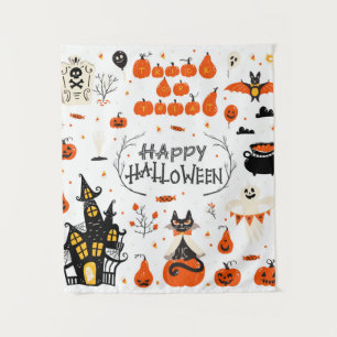 Halloween design elements. Halloween cliparts with Tapestry