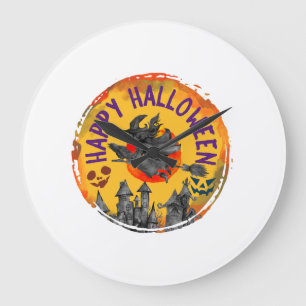 Halloween Design Happy Halloween Witch Large Clock