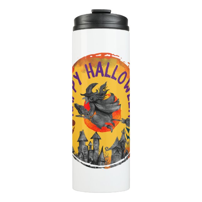 Halloween Design Happy Halloween Witch Thermal Tumbler (Front)