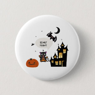 Halloween Design Scary Night Cat bat Pumpkin 6 Cm Round Badge