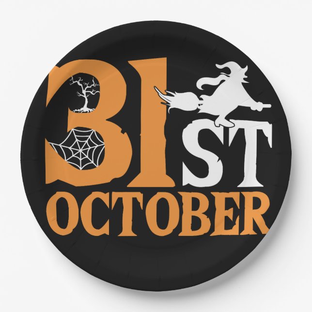 Halloween design typography vintage paper plate (Front)