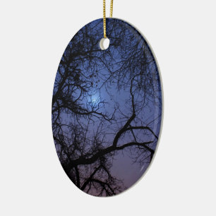 Halloween Design with Spooky Tree and Moon Ceramic Tree Decoration