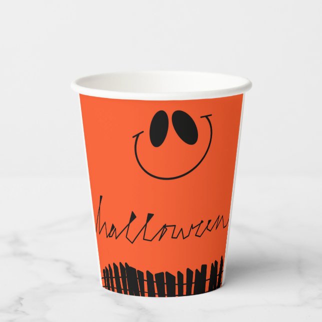 Halloween designs on orange paper cups (Back)