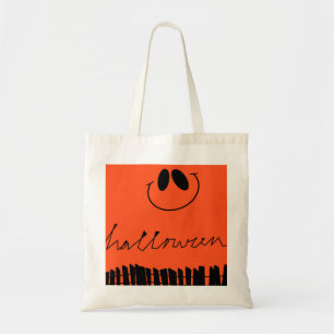 Halloween designs on orange tote bag