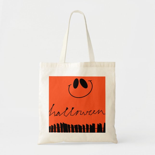 Halloween designs on orange tote bag (Front)