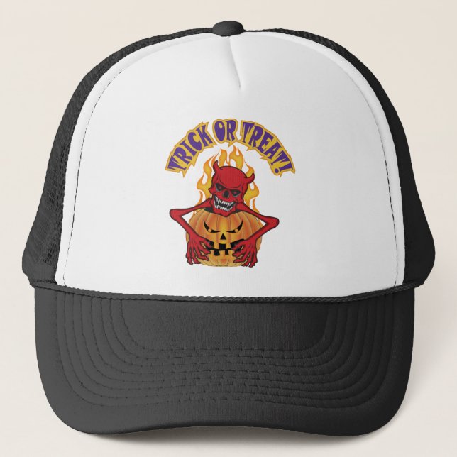 Halloween Devil Skul Trucker Hat (Front)