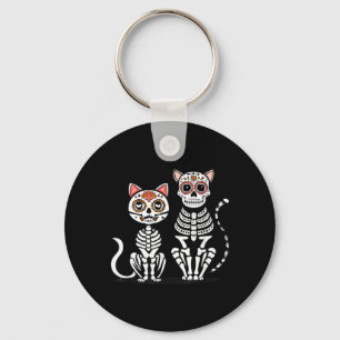 Halloween Dia de los Muertos Sugar Skull Skeleton Key Ring