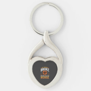 Halloween Dialysis Nurse Broom Broke Design_1 Key Ring