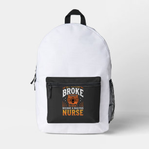 Halloween Dialysis Nurse Broom Broke Design_1 Printed Backpack