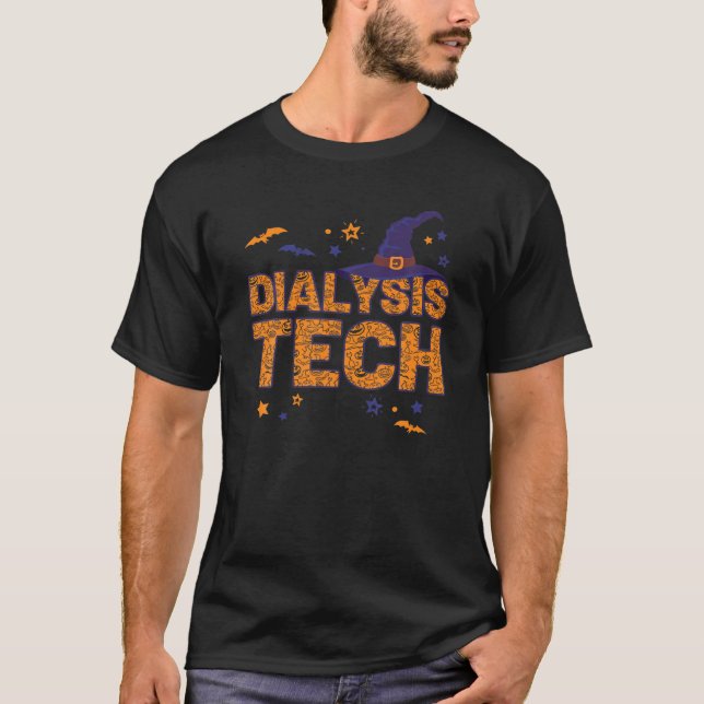 Halloween Dialysis Tech Costume Witch Funny Matchi T-Shirt (Front)