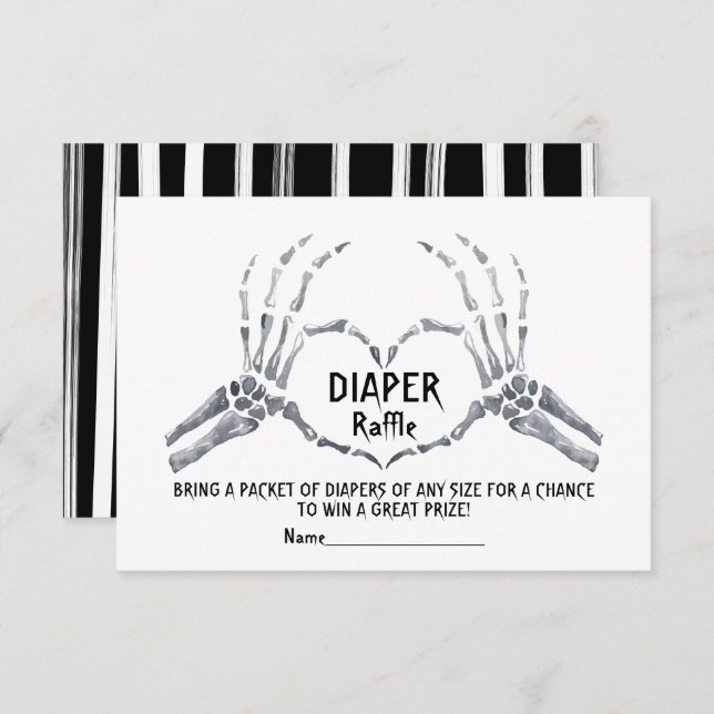 Halloween Diaper Raffle Skeleton heart baby shower Invitation (Front/Back)