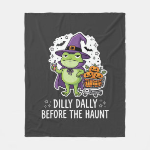 Halloween Dilly Dally Frog Witch Pumpkin Cart Fleece Blanket