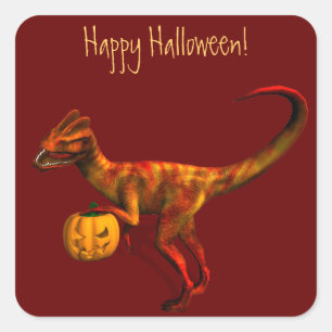 Halloween Dilophosaurus Square Sticker