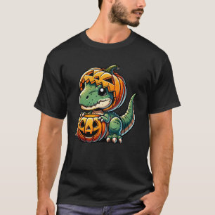 Halloween dino T-Rex dinosaur pumpkin cute cartoon T-Shirt