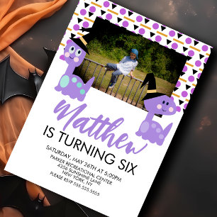 Halloween Dinosaur Birthday Party Photo Invitation