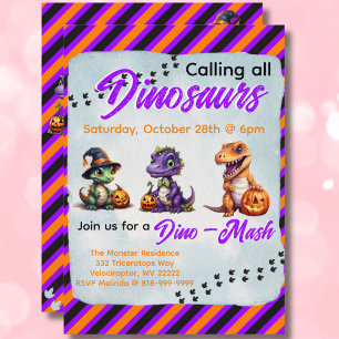 Halloween Dinosaur Dino-Mash Party Invitation
