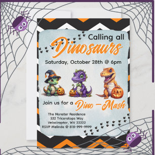 Halloween Dinosaur Dino-Mash Party Invitation